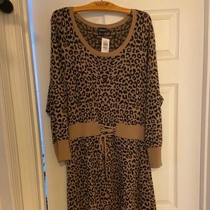 NWT Leopard Print Sweater Skater Dress